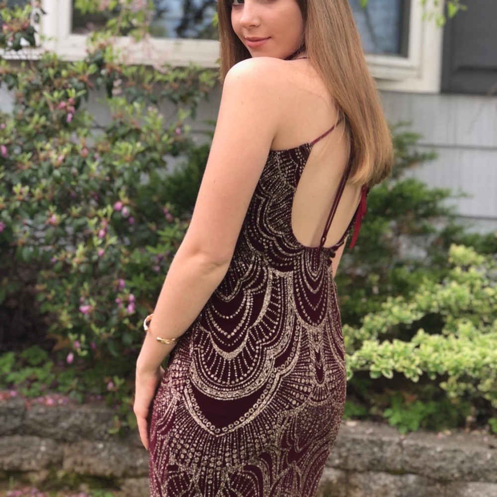 Wine/Gold Dress, Size 5/6, Jump Apparel